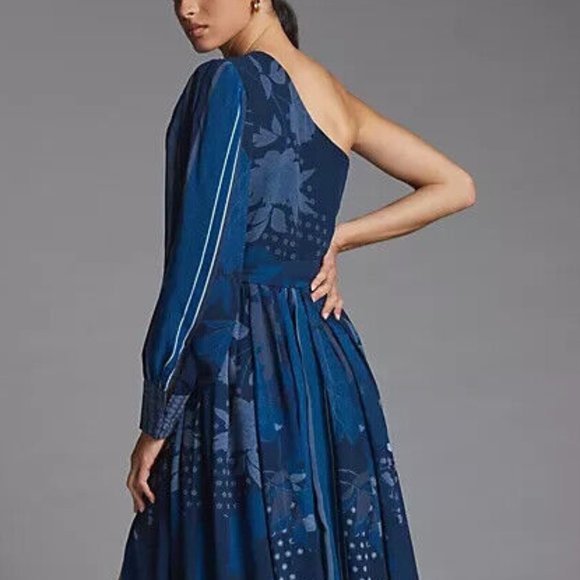 Anthropologie Nikita Mhaisalkar 2X NWT One-Shoulder Maxi Dress Navy Blue - Picture 12 of 12